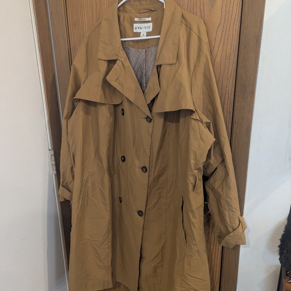 Ava & Viv Trench Coat Water Resistant Tan/Camel-Women's 3x
